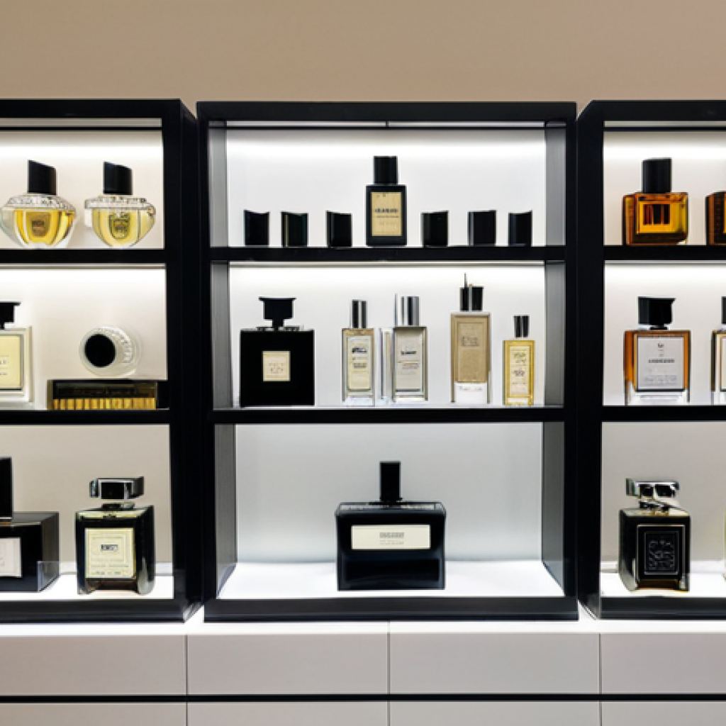 Sophisticated Fragrance Display**

"A well-lit display showcasing various perfume bottles from niche and luxury brands like Diptyque, Jo Malone London, Creed, and Amouage. The bottles are elegantly arranged on a clean, modern surface, highlighting their unique designs. The scene is set in a high-end boutique, with soft lighting emphasizing the bottles' details. safe for work, appropriate content, fully clothed (no people present), professional, well-composed, high resolution."

**