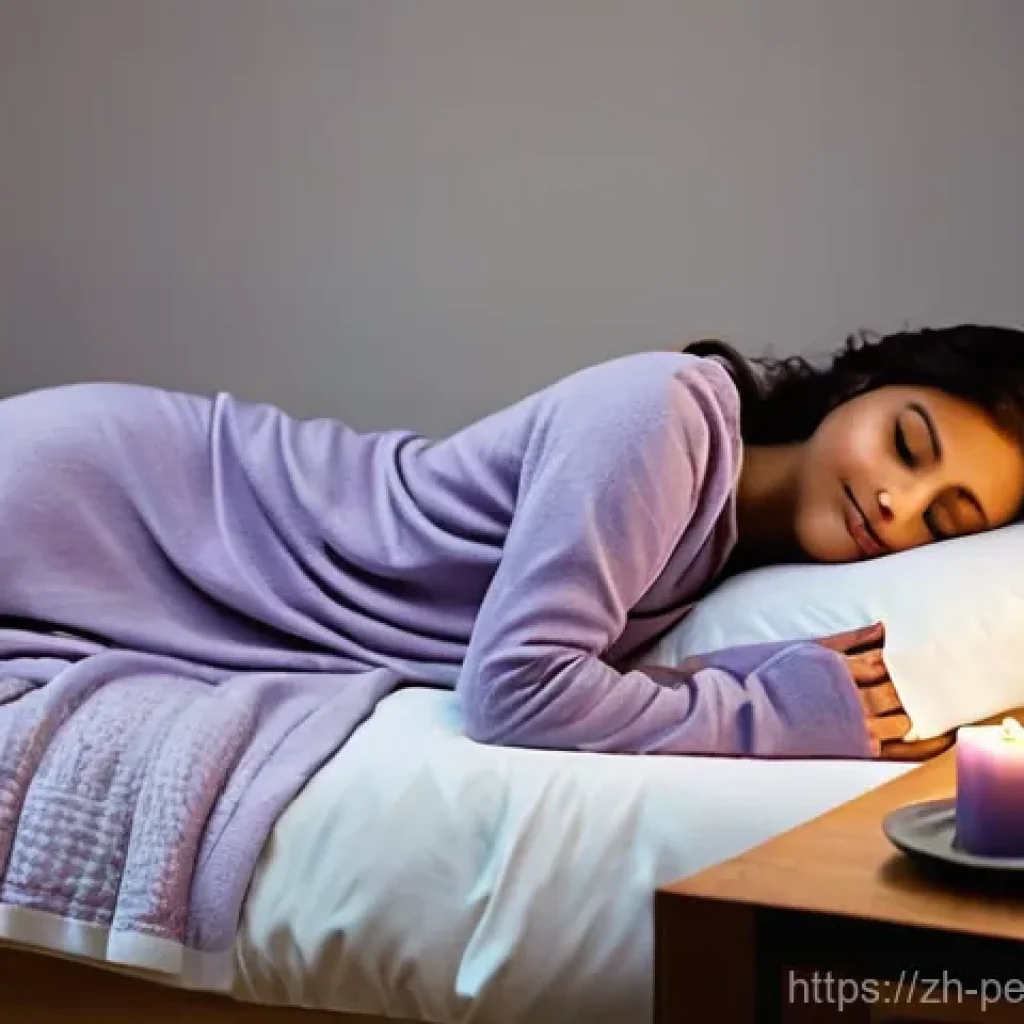 향수와 스트레스 해소 - **Prompt: "A serene young woman, in her early twenties, is relaxing comfortably in a warmly lit, coz...