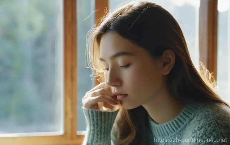 향수 조향법 - **Prompt:** A young woman, appearing to be in her mid-20s, with a thoughtful and serene expression, ...