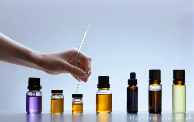 향수 조향법 - **Prompt:** A young woman, appearing to be in her mid-20s, with a thoughtful and serene expression, ...