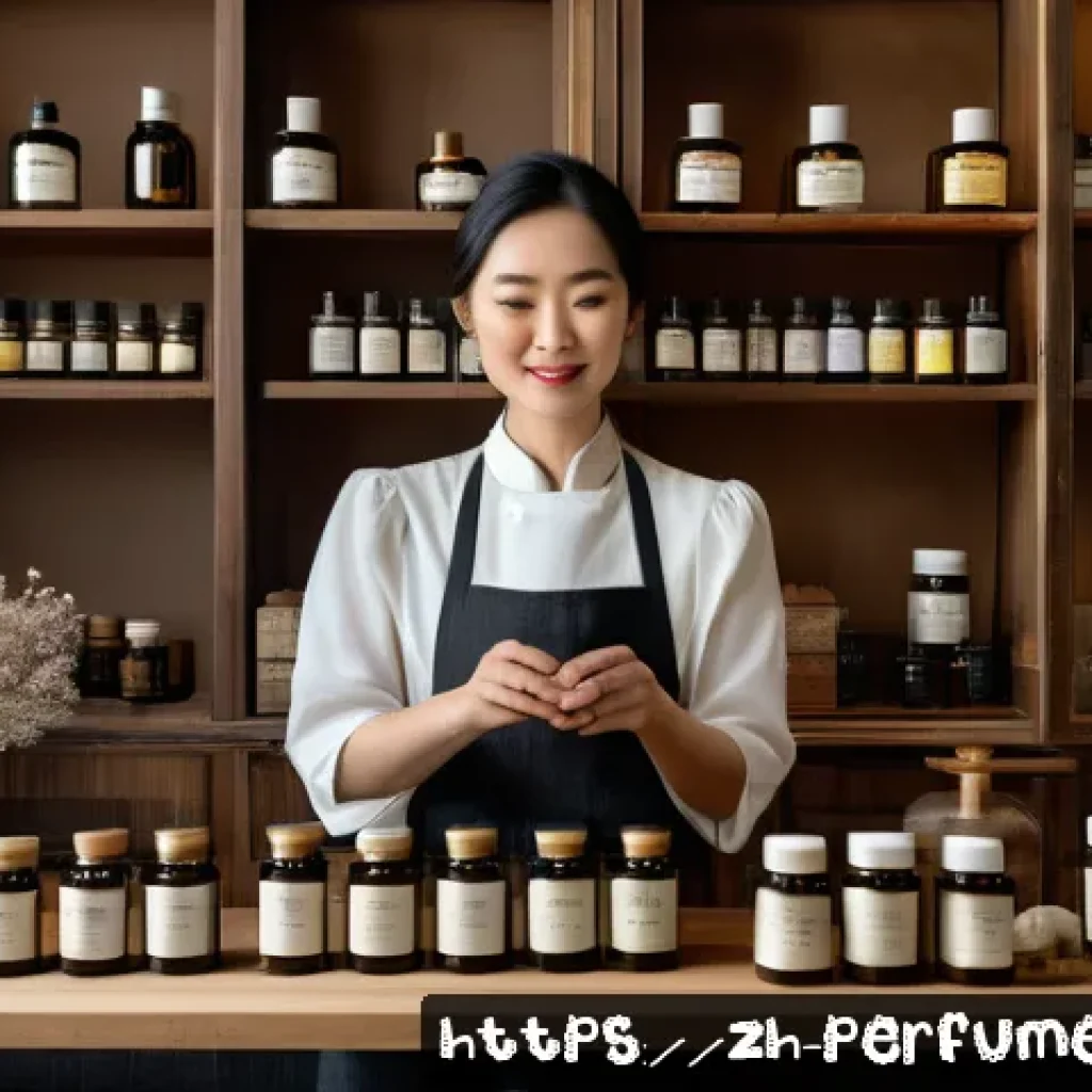 향수 관련 도서 추천 - A sophisticated perfumer’s workshop scene featuring an elegant middle-aged Asian woman in a stylish ...