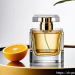 향수와 화장품의 차이점 - A luxurious perfume bottle displayed elegantly on a modern vanity table, crafted from clear glass wi...
