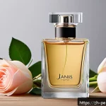 향수 기획 및 디자인 - A luxurious perfume bottle set on a soft, natural background featuring fresh roses, jasmine flowers,...