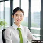 유니섹스 향수 추천 - A stylish young professional in a modern office setting, wearing light business attire and a subtle ...